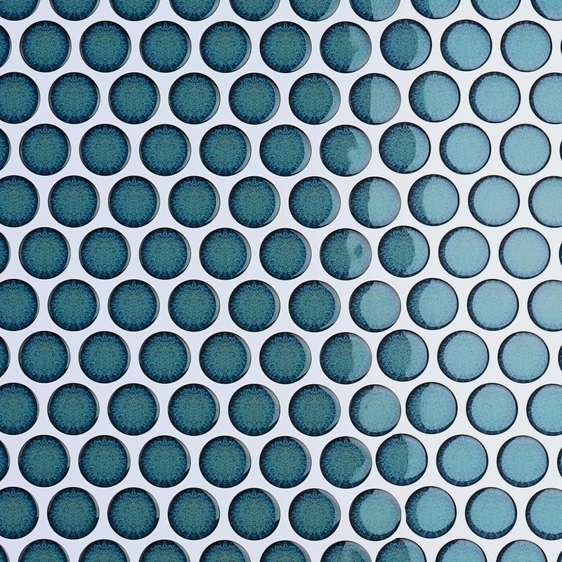 CRE8TIVE 4 Sheets Teal Blue Peel and Stick Backsplash Penny Round Tile Stick on Backsplash for Kitchen 12"x12" Mosaic Tile Stickers Waterproof Self Adhesive Back Splash for Bathroom Shower Wall Tiles - Image 1
