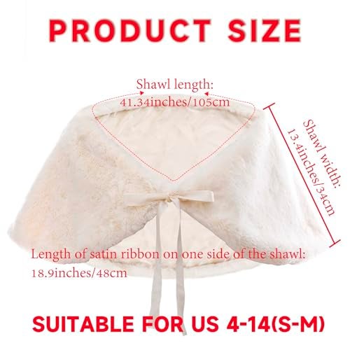 Olbye Women's Faux Fur Shawls and Wraps Wedding Fur Wrap 1920 Bridal Fur Stole Sleeveless Scarf for Bride and Bridesmaid (Ivory) - Image 5