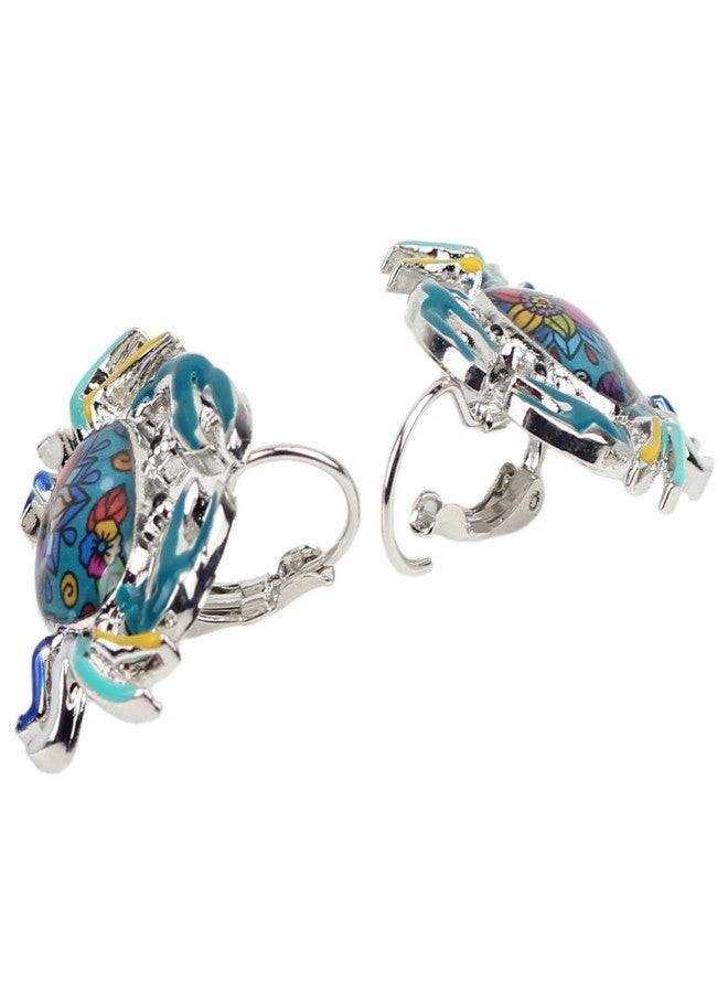 DUOWEI Unique Enamel Cute Crab Earrings French Clip Crab Earrings Jewelry Charms Summer Holiday Gifts (Blue) - Image 4