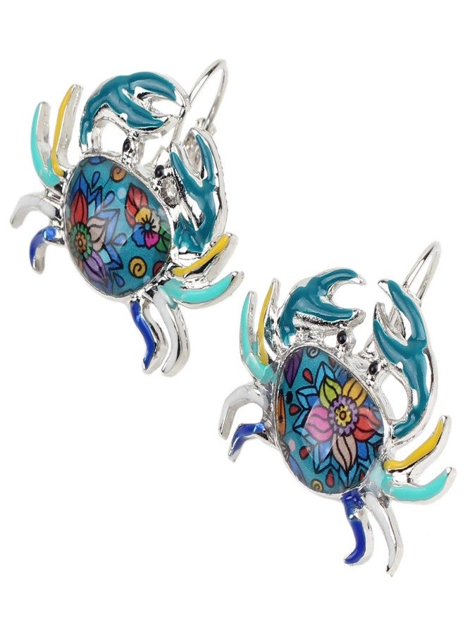 DUOWEI Unique Enamel Cute Crab Earrings French Clip Crab Earrings Jewelry Charms Summer Holiday Gifts (Blue) - Image 3