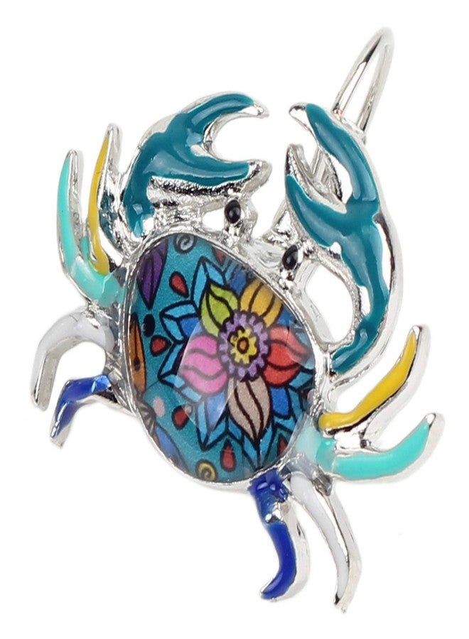 DUOWEI Unique Enamel Cute Crab Earrings French Clip Crab Earrings Jewelry Charms Summer Holiday Gifts (Blue) - Image 2