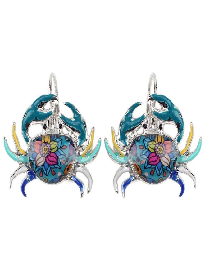 DUOWEI Unique Enamel Cute Crab Earrings French Clip Crab Earrings Jewelry Charms Summer Holiday Gifts (Blue) - Image 1