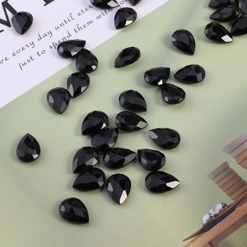 50Pcs Bottom Drop Drill Glass Crystal Drill DIY Teardrop Crystal Resin Rhinestone Pointback Glass Faceted Jewelry Making Craft - Image 1