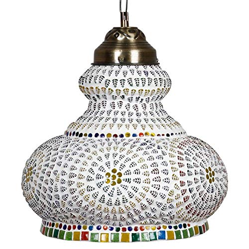 earthenmetal Surahi Shaped Large Glass Mosaic Hanging Lamp for Living and Home Decoration Turkish Lamp Multicolour Handcrafted in India - Image 2