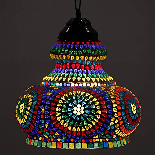 earthenmetal Surahi Shaped Large Glass Mosaic Hanging Lamp for Living and Home Decoration Turkish Lamp Multicolour Handcrafted in India - Image 1