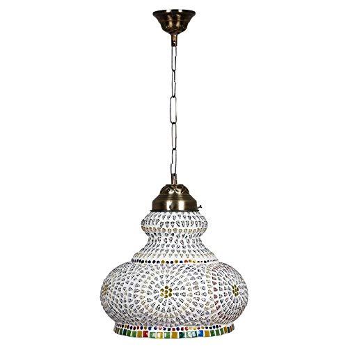 earthenmetal Surahi Shaped Large Glass Mosaic Hanging Lamp for Living and Home Decoration Turkish Lamp Multicolour Handcrafted in India - Image 3