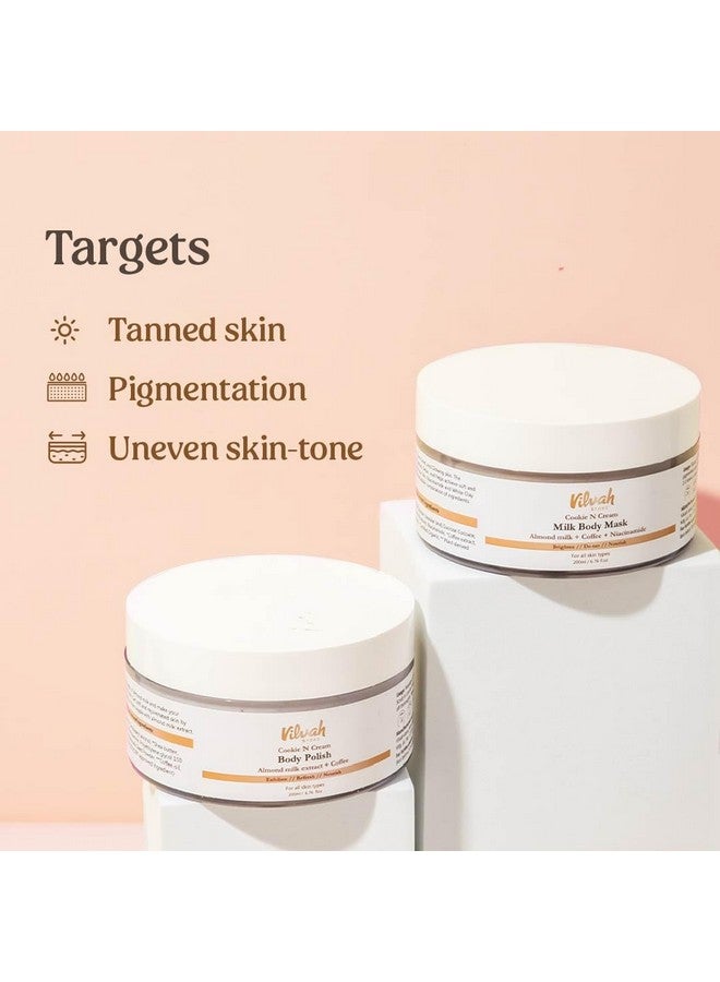 Vilvah Store Cookie N Cream Milk Body Polish & Body Mask | Removes dead cells | Paraben & Sulphate Free | For Both Men & Women | 200ml + 200ml - Image 4