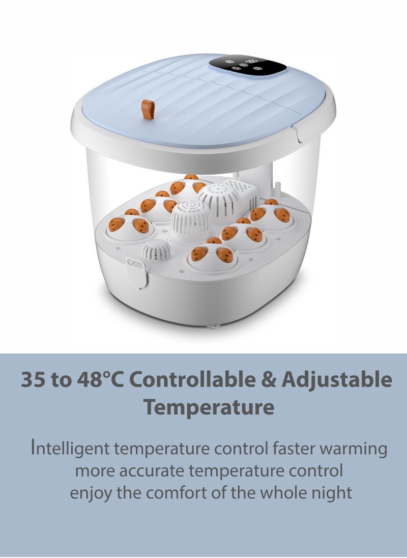 Generic - Foldable Electric Shiatsu Foot Spa Massager with LED Display Intelligent Temperature Control Timer Herbal Soak Motorized Rollers and Vibration Foot Bath Basin Portable Soaking Basin Bucket Foot Wash Basin for Pain Relief Blood Circulation and Foot Care Home and Spa Usage - Image 1