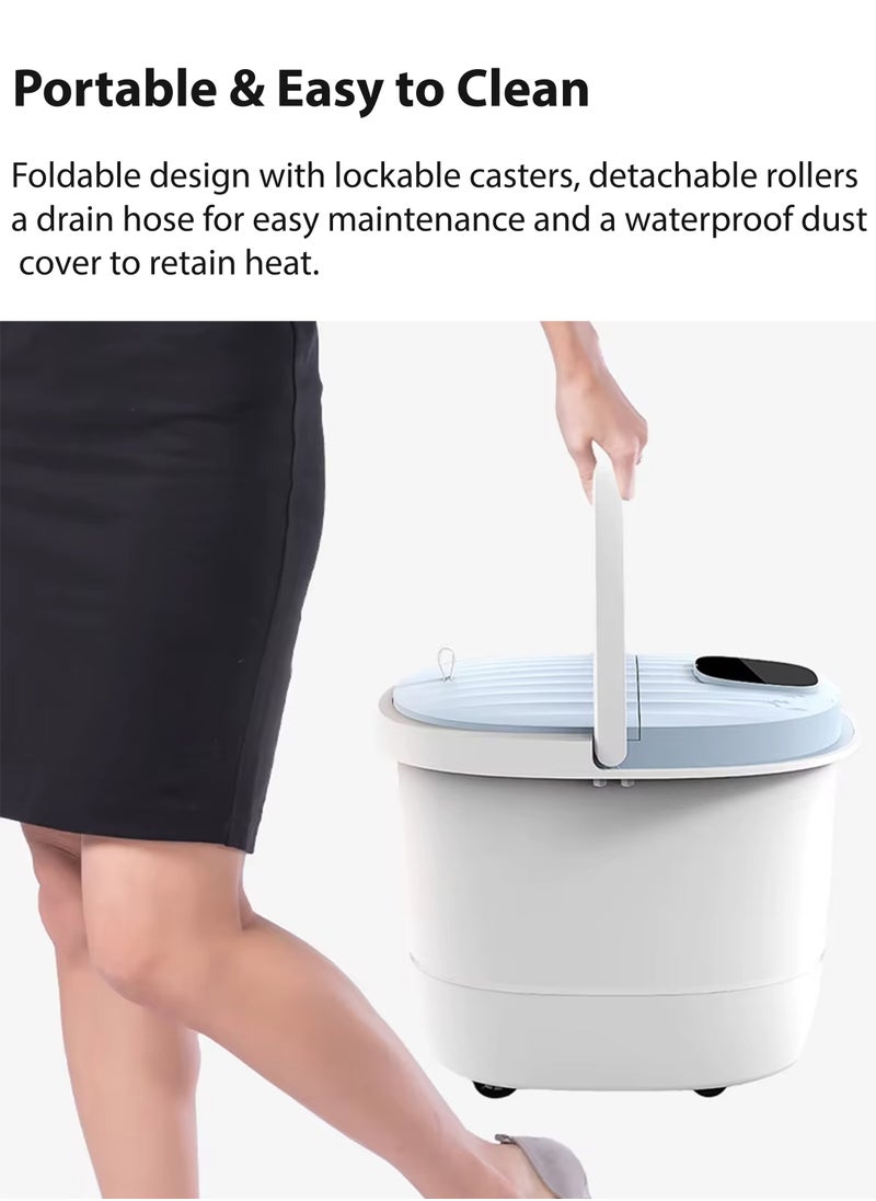 Generic - Foldable Electric Shiatsu Foot Spa Massager with LED Display Intelligent Temperature Control Timer Herbal Soak Motorized Rollers and Vibration Foot Bath Basin Portable Soaking Basin Bucket Foot Wash Basin for Pain Relief Blood Circulation and Foot Care Home and Spa Usage - Image 1