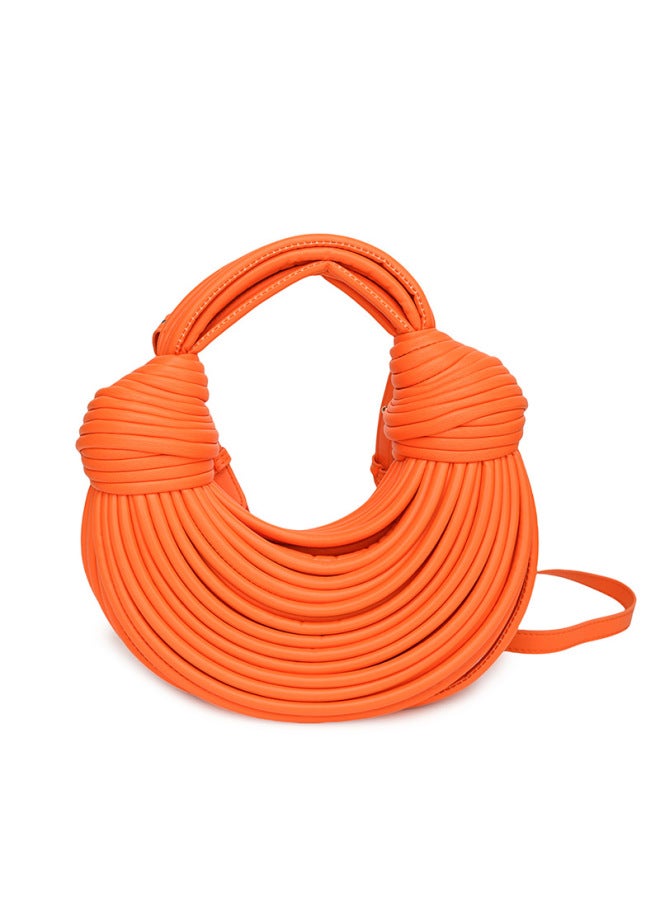 Ordinary Creative Noodles Niche Handmade Woven Bread Women's Crossbody Bag Shoulder Underarm Bag Handbag-Color:Orange - Image 1