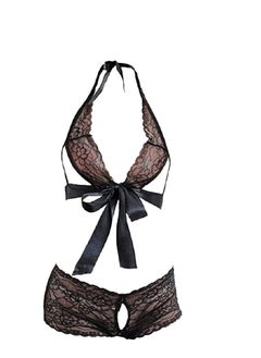 Floral Lace Open Crotch Night Playing Underwear Set Babydoll Lingerie