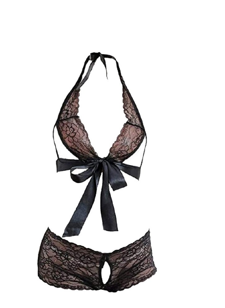 Generic - Floral Lace Open Crotch Night Playing Underwear Set Babydoll Lingerie - Image 1