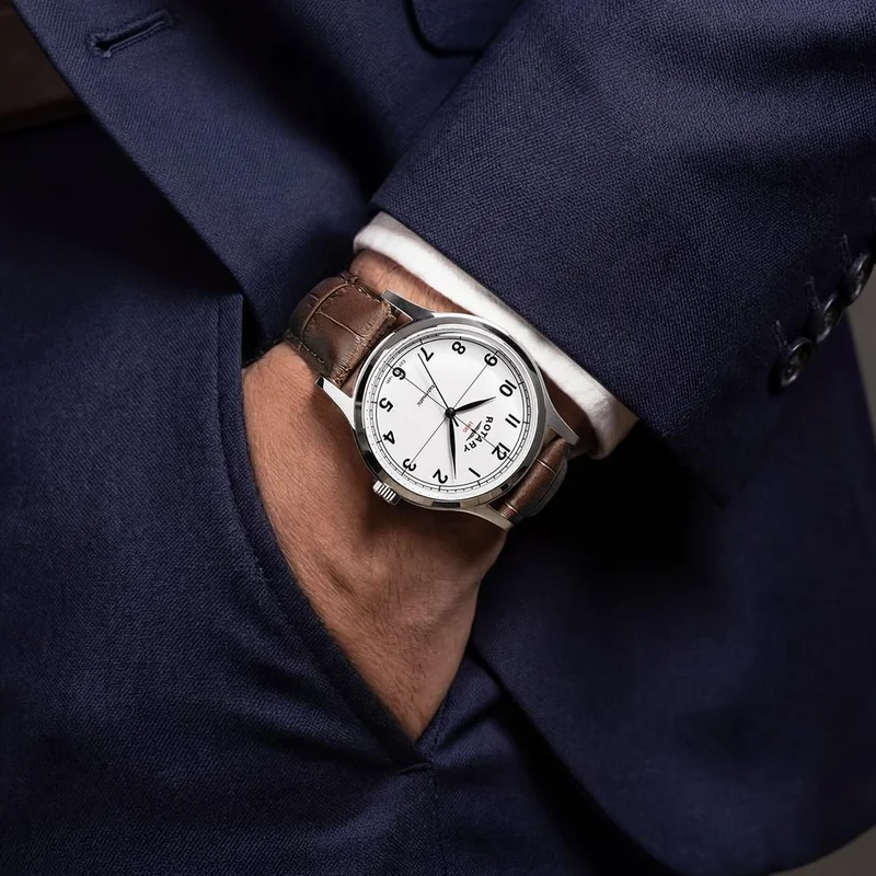 Rotary  Rotary Men's 1895 Automatic Stainless Steel White Dial Brown Leather Strap Watch - RGS10081/01 for Men | Best Price UAE