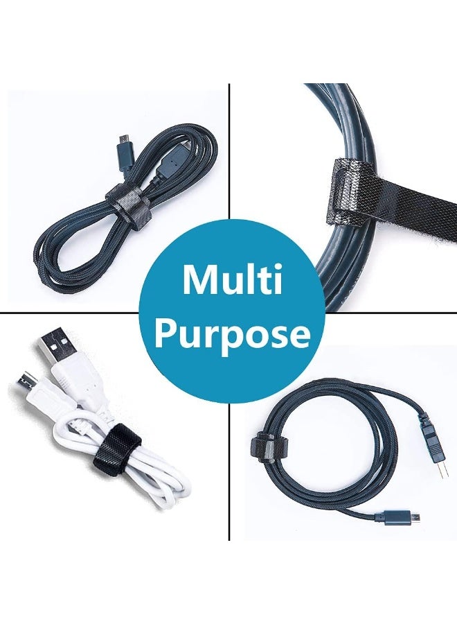 SUNSAR Cable Tie Reusable Black 50 Pack Straps Adjustable Releasable Extension Hook and Loop Tidy Wraps for Headphones HDMI Ethernet Printers Laptops USB Data Cables - Image 4
