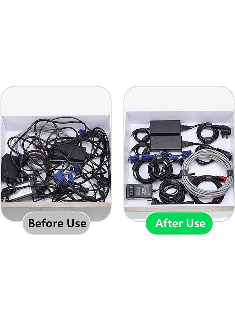 SUNSAR Cable Tie Reusable Black 50 Pack Straps Adjustable Releasable Extension Hook and Loop Tidy Wraps for Headphones HDMI Ethernet Printers Laptops USB Data Cables - Image 3