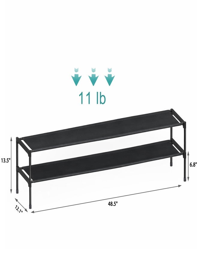 HITHIM 2 Tier Long Shoe Rack for Closet, Screw Fastened Plastic Connector Shoe Storage Organizer, Non-Woven Fabric Metal Shoe Shelf, Holds 18-21 Pairs for Front Door Entrance, 48.5"x12.1"x17.8" - Image 3
