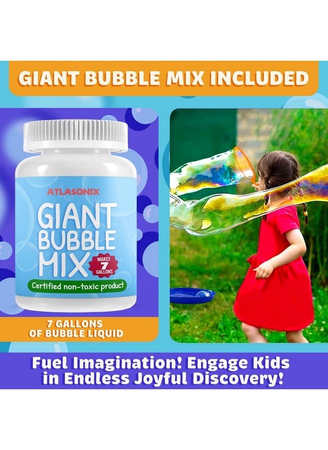 Atlasonix Giant Bubble Wands Outdoor Toys for Kids Large Blowing Rings Variety Shapes Set for Big soap Bubbles Includes Giant Bubble Mix Solution kit Refill Summer Party Park Beach Fun Activities  - Image 3