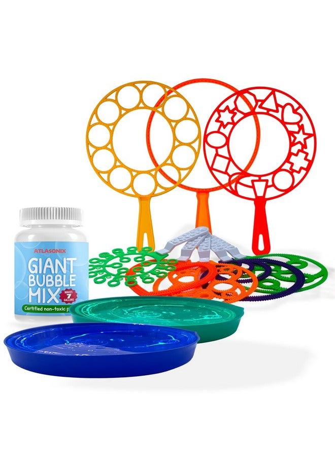 Atlasonix Giant Bubble Wands Outdoor Toys for Kids Large Blowing Rings Variety Shapes Set for Big soap Bubbles Includes Giant Bubble Mix Solution kit Refill Summer Party Park Beach Fun Activities  - Image 5