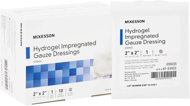 McKesson Hydrogel Impregnated Gauze Dressing Sterile 2 in x 2 in 10 Count 4 Packs 40 Total - Image 1
