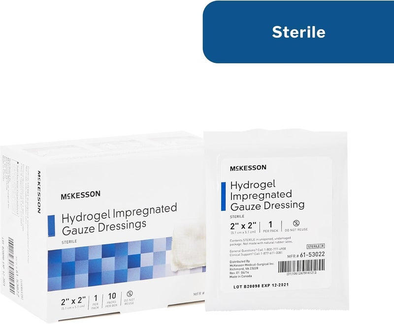 McKesson Hydrogel Impregnated Gauze Dressing Sterile 2 in x 2 in 10 Count 4 Packs 40 Total - Image 5