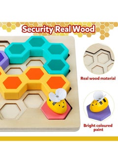 kizh Brain Teasers Logic Game Learning Toys Matching Puzzle For 3 Year Olds Wooden Beehive Puzzle Board Games Montessori Preschool Educationl Toy For Kid Childs  - Image 2
