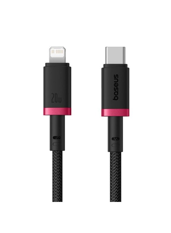 بيسوس كابل Baseus Dura Series للشحن السريع Type-C إلى iPhone بقوة 20 واط – طول 2 م – لون أحمر وأسود - Image 1