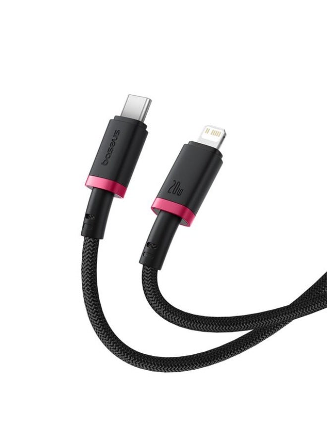 بيسوس كابل Baseus Dura Series للشحن السريع Type-C إلى iPhone بقوة 20 واط – طول 2 م – لون أحمر وأسود - Image 2