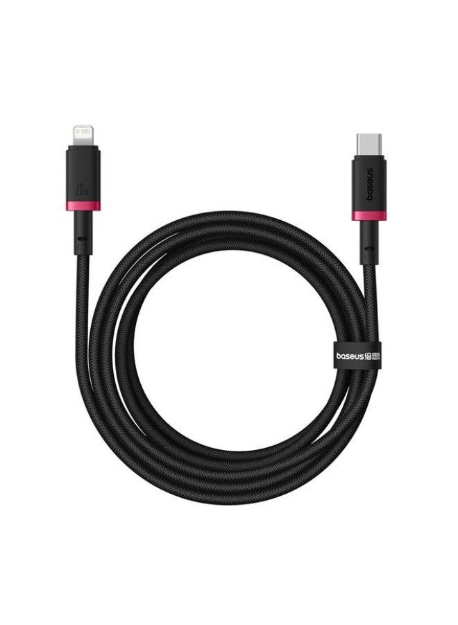 بيسوس كابل Baseus Dura Series للشحن السريع Type-C إلى iPhone بقوة 20 واط – طول 2 م – لون أحمر وأسود - Image 3