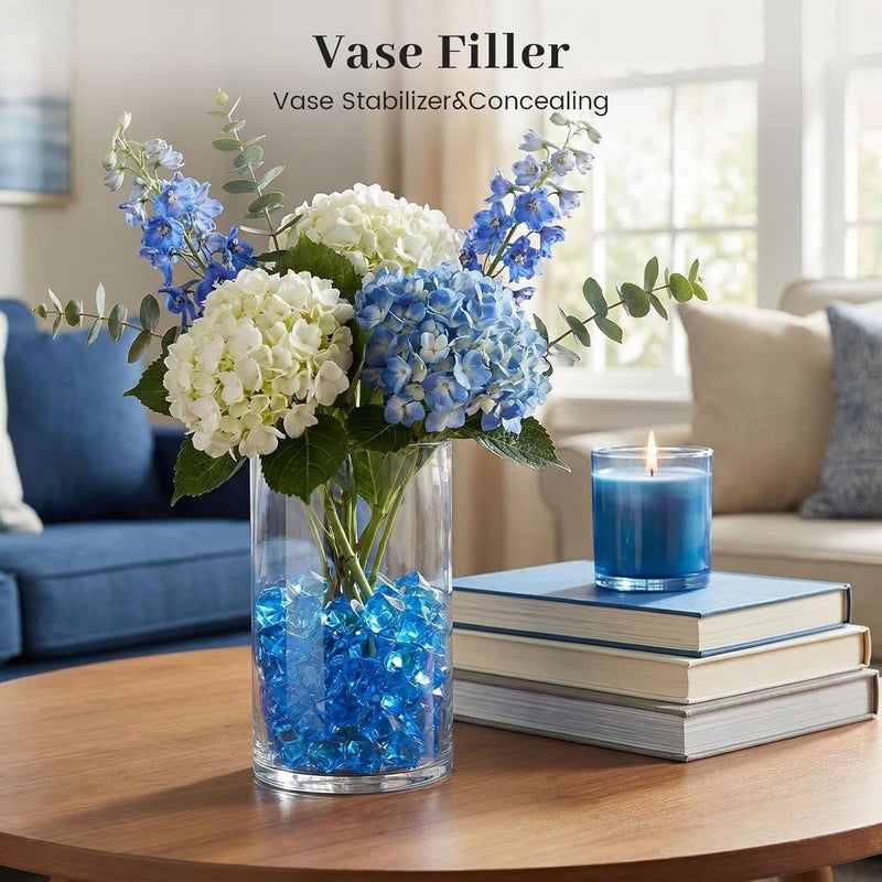 DomeStar Navy Blue Gems Fake Ice Rocks Acrylic Crystal Vase Filler, 150PCS | Catches the light for icy sparkle, 2-cup pack for vases, Candle displays, Table scatter, Wedding centerpieces, DIY decor - Image 3