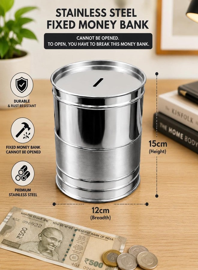 ANIAN Fixed Piggy Bank, Stainless Steel, Permanently Sealed, Rust-Resistant, Break to Open, for All Ages |6 Month Warranty| Pack of 1 - Image 3
