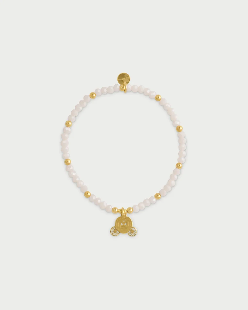 Rue Des Mill Elastic bracelet with micro stones and carriage pendant - Yellow Gold