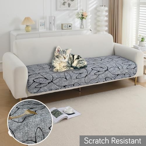 HOKIPO 'Elira Series' Digitally Printed Water Repellent + Waterproof Sofa Seat Mat for 3 Seater Sofa - Intense Grey Abstract Floral (AR-5248-C2*1) - Image 4
