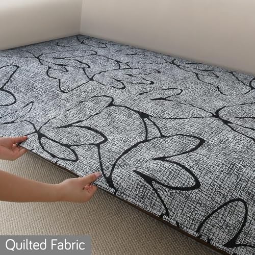 HOKIPO 'Elira Series' Digitally Printed Water Repellent + Waterproof Sofa Seat Mat for 3 Seater Sofa - Intense Grey Abstract Floral (AR-5248-C2*1) - Image 5