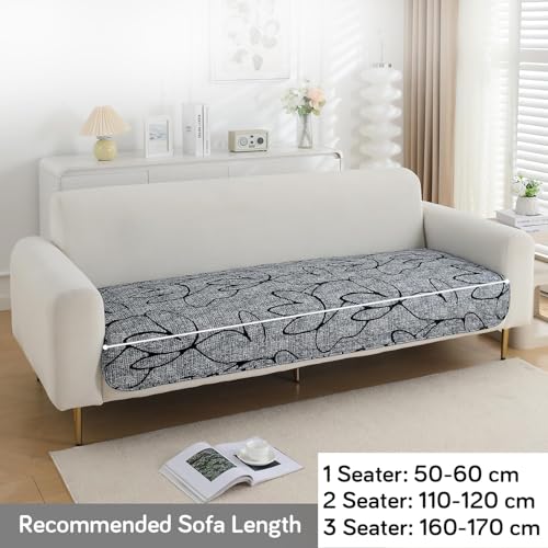 HOKIPO 'Elira Series' Digitally Printed Water Repellent + Waterproof Sofa Seat Mat for 3 Seater Sofa - Intense Grey Abstract Floral (AR-5248-C2*1) - Image 3