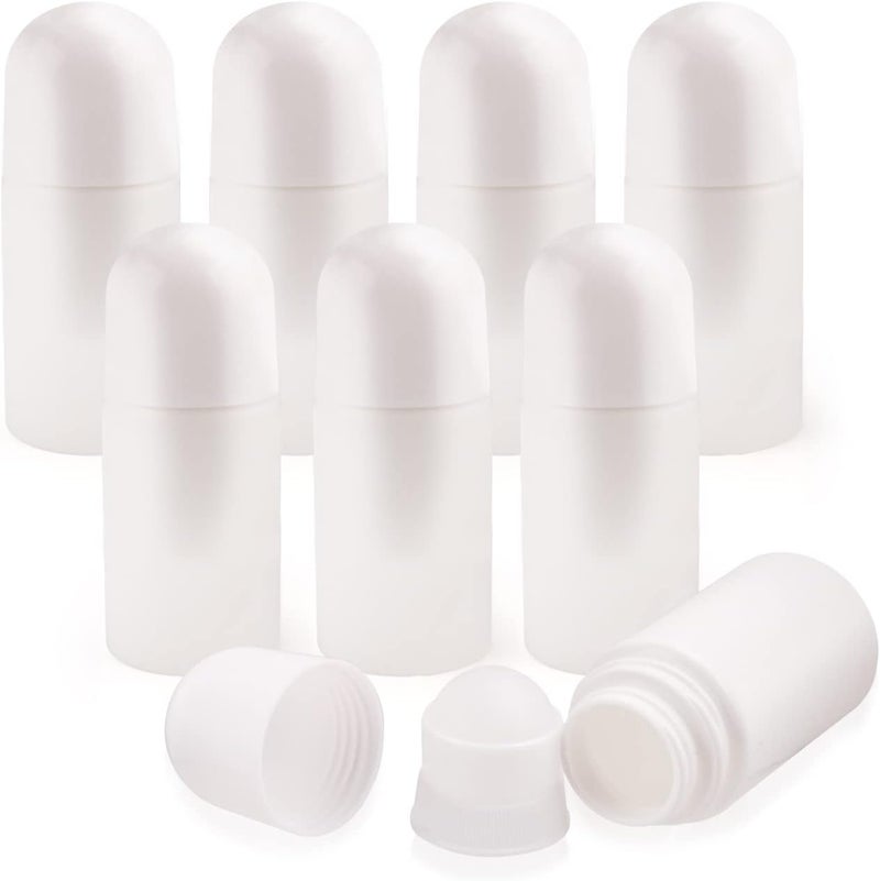 BOSMIOW 8 Packs Roll On Deodorant Bottles 1.7oz/50ml Empty Deodorant Containers Plastic Rollerball Bottles Refillable Roller Container For Homemade Natural Deodorant 