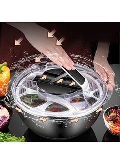 Arabest Salad Spinner Stainless Steel, Vegetable Washer with 3.5L Bowl, Lettuce Cleaner and Dryer  - Image 4