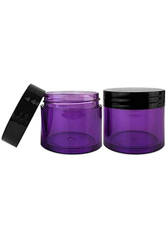 Beauticom 6 قطع 1 أونصة. برطمانات أكريليك دائرية شفافة من الولايات المتحدة مع أغطية مسطحة لكريمات ومستحضرات التجميل عينات الأعشاب والمراهم (6 قطع برطمانات + أغطية قاعدة بنفسجية مع غطاء أسود) - Image 3