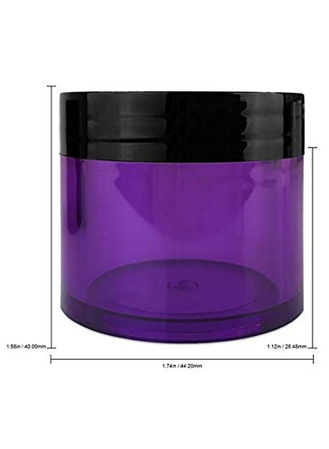 Beauticom 6 قطع 1 أونصة. برطمانات أكريليك دائرية شفافة من الولايات المتحدة مع أغطية مسطحة لكريمات ومستحضرات التجميل عينات الأعشاب والمراهم (6 قطع برطمانات + أغطية قاعدة بنفسجية مع غطاء أسود) - Image 2