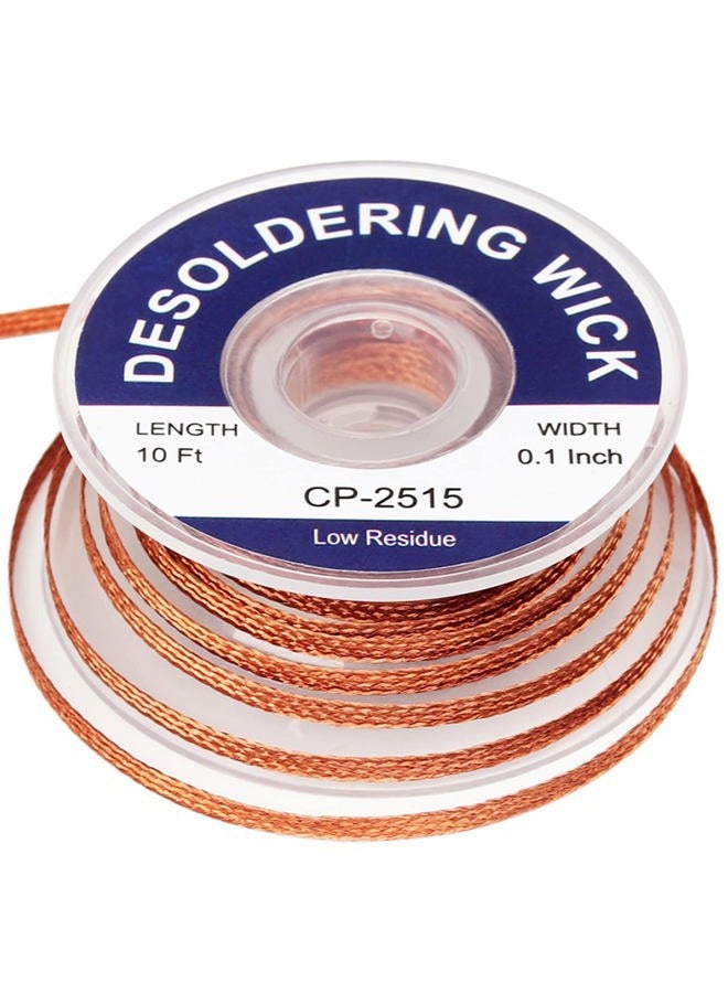 Lesnow solder wick braid 10ft Length Desoldering Wick Braid Remover Tool Solder Sucker 1 piece No-Clean soldering Wick Wire Roll and Disassemble Electrical Components - Image 1