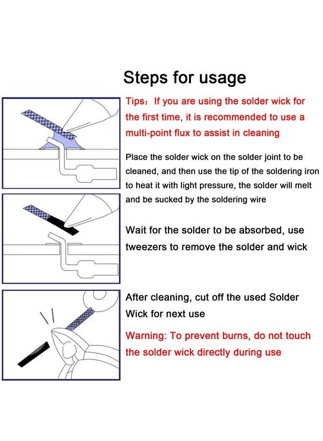 Lesnow solder wick braid 10ft Length Desoldering Wick Braid Remover Tool Solder Sucker 1 piece No-Clean soldering Wick Wire Roll and Disassemble Electrical Components - Image 4