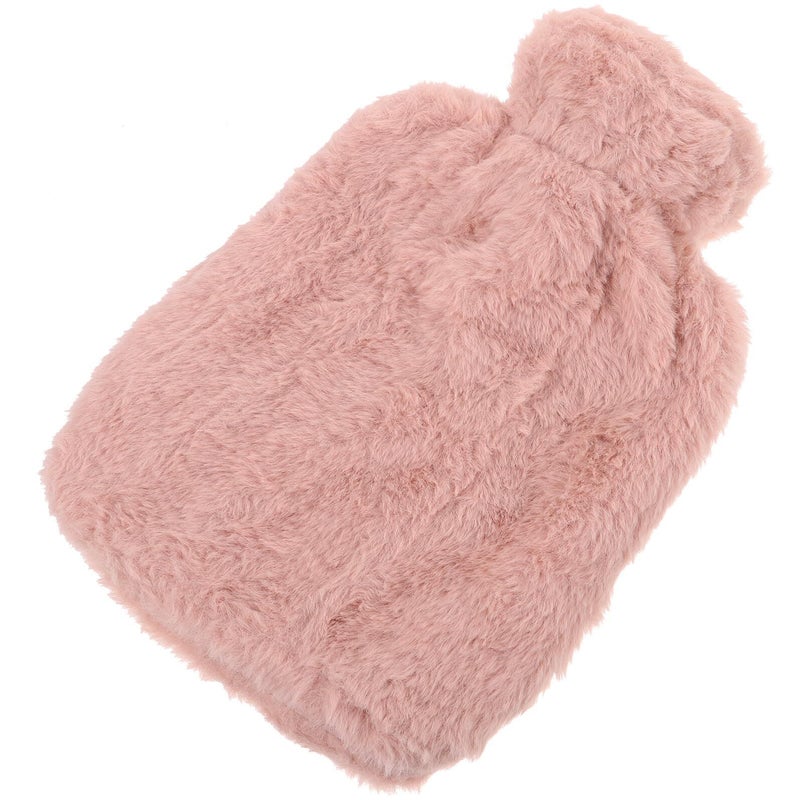 Plush Fleece Hot Water Bottle 1000ml With Soft Pink Faux Fur Sleeve - Image 2