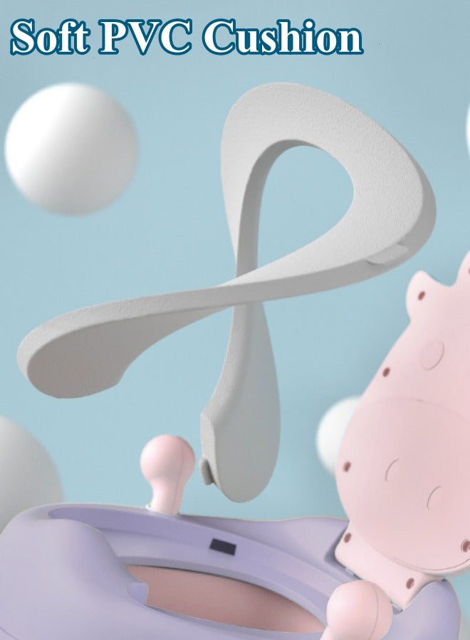 أوبتيكو مقعد النونية للأطفال، مقعد تدريب على استخدام النونية كرتوني كرتوني لتدريب الأطفال على استخدام النونية مع نظام نونية للتدريب على استخدام المرحاض مزود بواقي ضد الانزلاق ومضاد للرذاذ، مقعد نونية للأطفال الصغار مدرب النونية للأطفال الصغار مع مبولة من نوع الدرج للأطفال الصغار الأولاد والبنات (وردي + بنفسجي) - Image 5