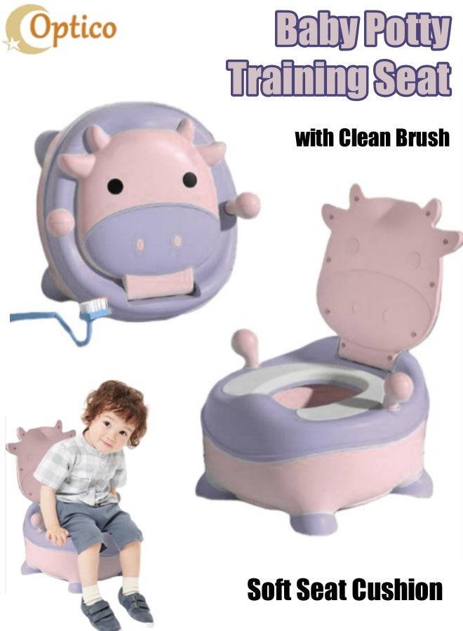 أوبتيكو مقعد النونية للأطفال، مقعد تدريب على استخدام النونية كرتوني كرتوني لتدريب الأطفال على استخدام النونية مع نظام نونية للتدريب على استخدام المرحاض مزود بواقي ضد الانزلاق ومضاد للرذاذ، مقعد نونية للأطفال الصغار مدرب النونية للأطفال الصغار مع مبولة من نوع الدرج للأطفال الصغار الأولاد والبنات (وردي + بنفسجي) - Image 1