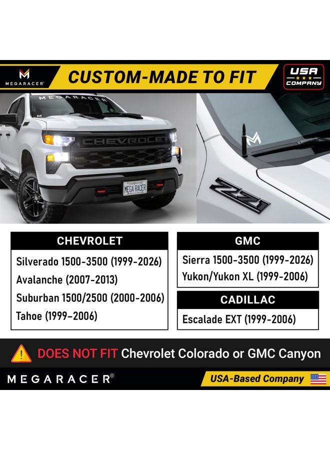 Mega Racer Truck Antenna - Chevy Silverado 1500 & GMC Sierra 1500 Accessories (Year 1999-2024), Antena para Carro, Short Car Antenna Topper Replacement (5.5 Inch Black) - Image 3