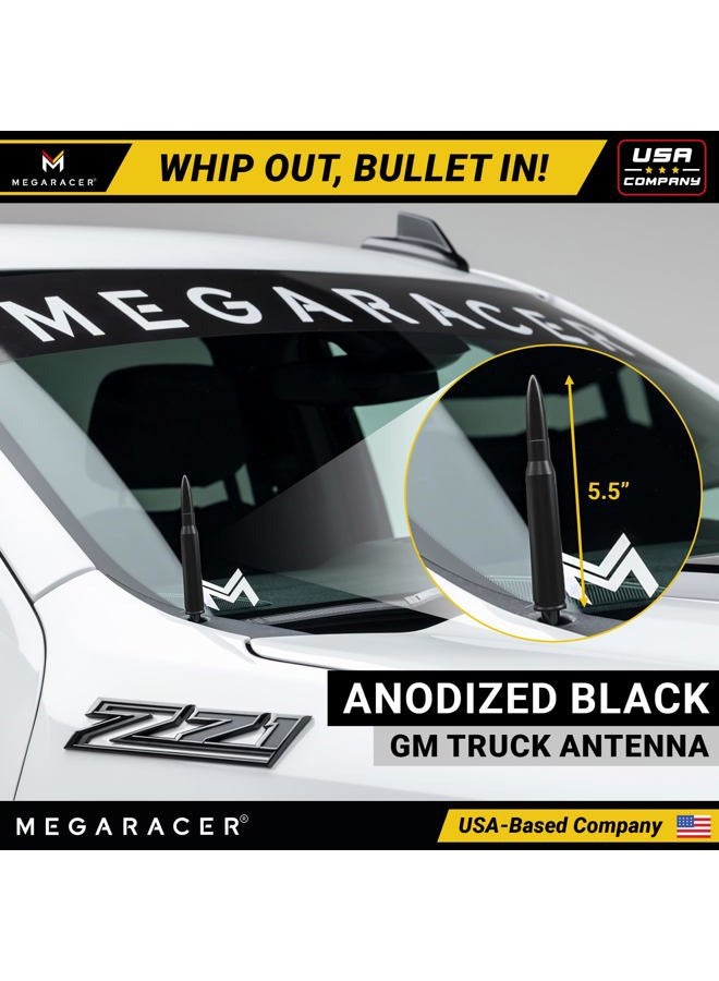 Mega Racer Truck Antenna - Chevy Silverado 1500 & GMC Sierra 1500 Accessories (Year 1999-2024), Antena para Carro, Short Car Antenna Topper Replacement (5.5 Inch Black) - Image 2