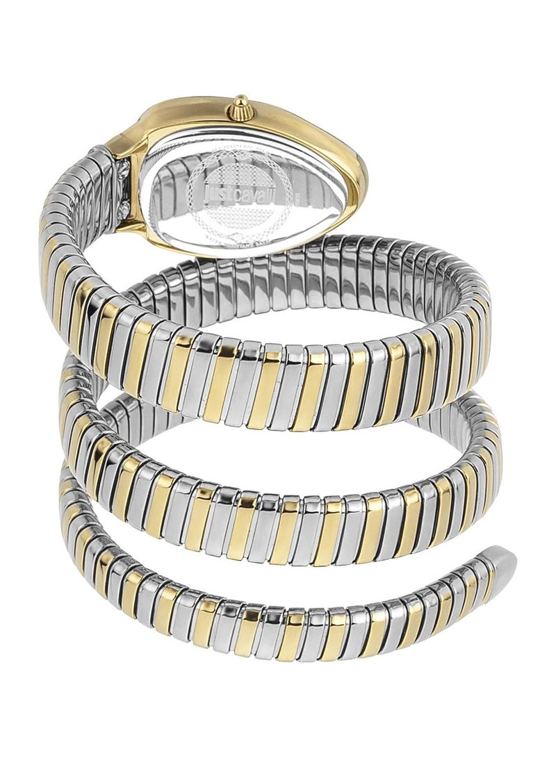 Just Cavalli ساعة جاست كافالي للنساء بتصميم ثعبان بقرص أبيض وسوار ثنائي اللون - JC1L209M0065 - Image 3