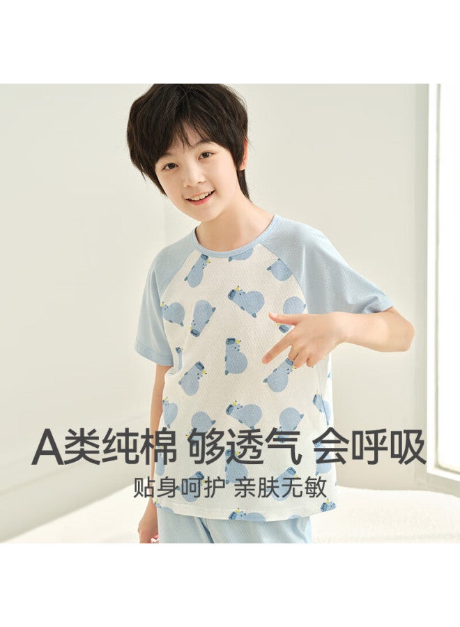 Red Bean Children'S Cotton Summer Thin Air-Conditioning Suit Boys And Girls Short-Sleeved Set Big Children'S Home Wear 3353 130 - Image 2