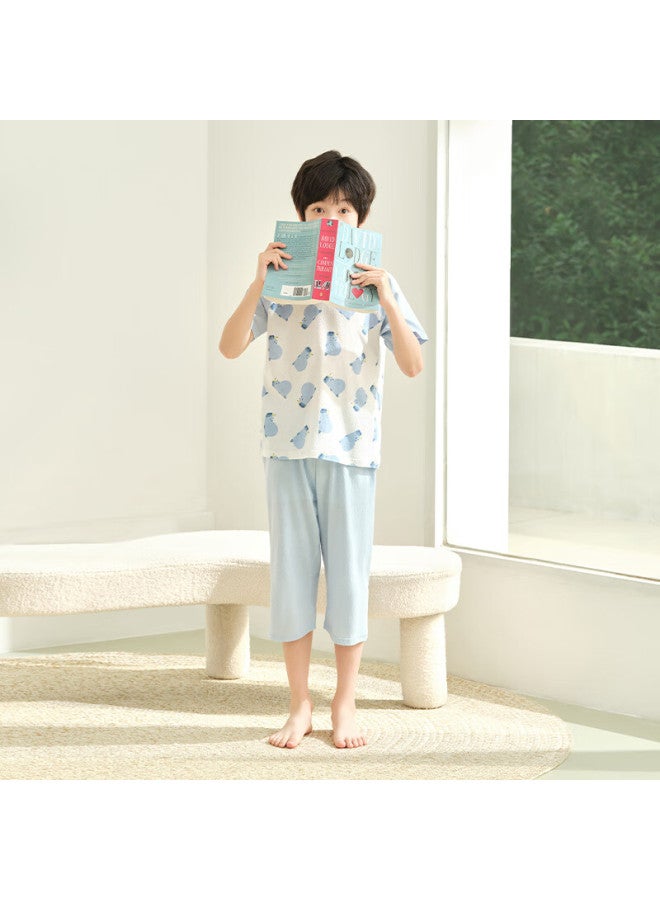 Red Bean Children'S Cotton Summer Thin Air-Conditioning Suit Boys And Girls Short-Sleeved Set Big Children'S Home Wear 3353 130 - Image 3