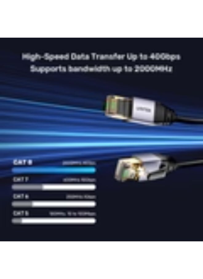 UNITEK Ethernet Cable Cat8 Network Cable Gigabit RJ45 26AWG 2000Mhz Wire Double Shielded. Compatible for PC Laptop Router Modem Mac Switch PS5 PS4 Smart TV BlackCat 8 Male to Male Network Cable, OD: 6.8MM, Oxygen-Free Copper, Black, Round Cable.  - Image 2