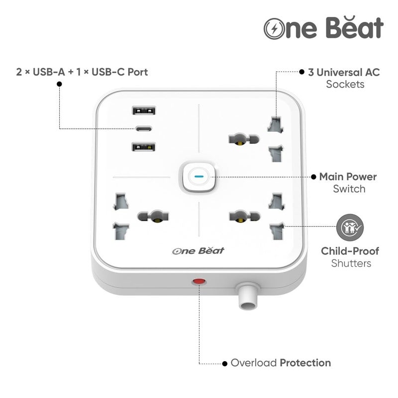 One Beat OB-20332-B Type C Charging & Surge Protection Box 3 Plus - Image 3